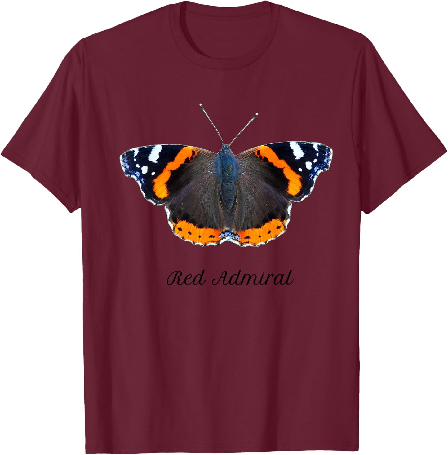 Red Admiral Butterfly T-Shirt - T-Shirt | Maroon