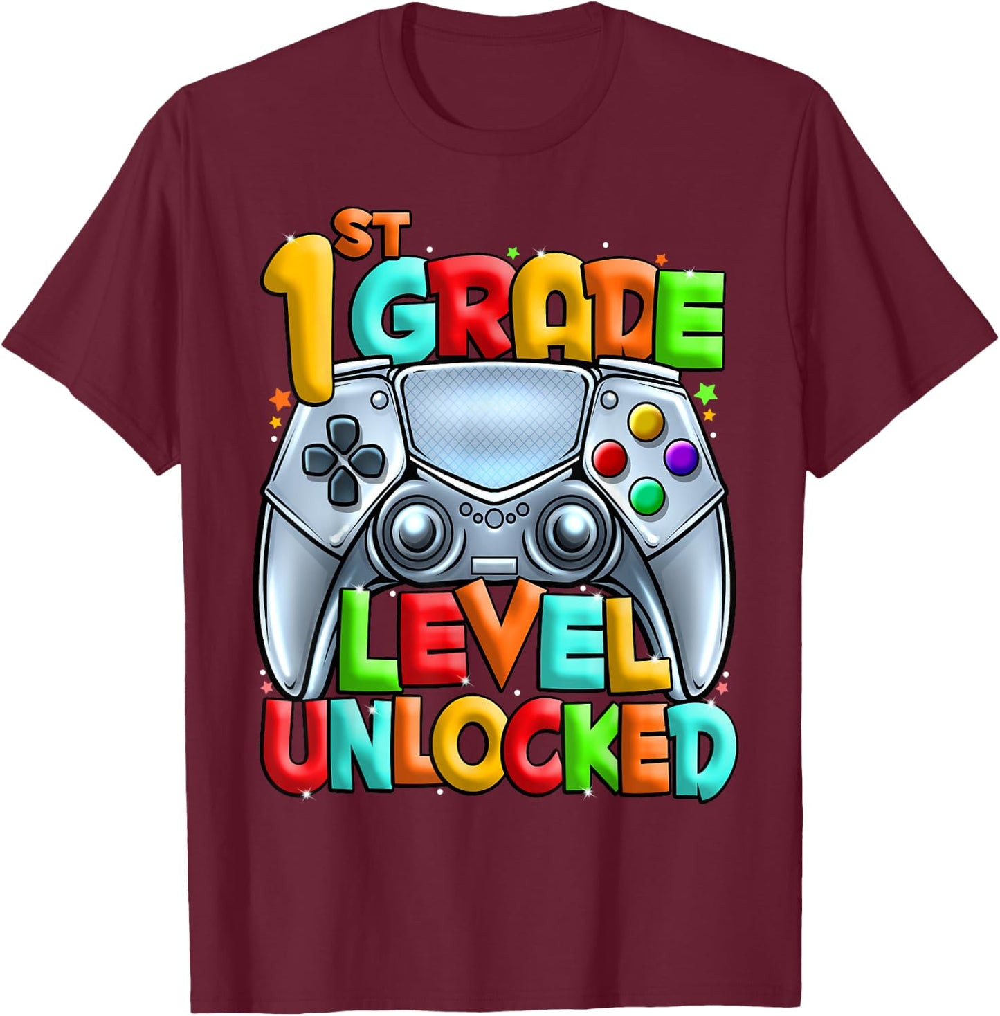 1st Grade Level Unlocked Video Gamer Back to School Kids T-Shirt - T-Shirt | Maroon