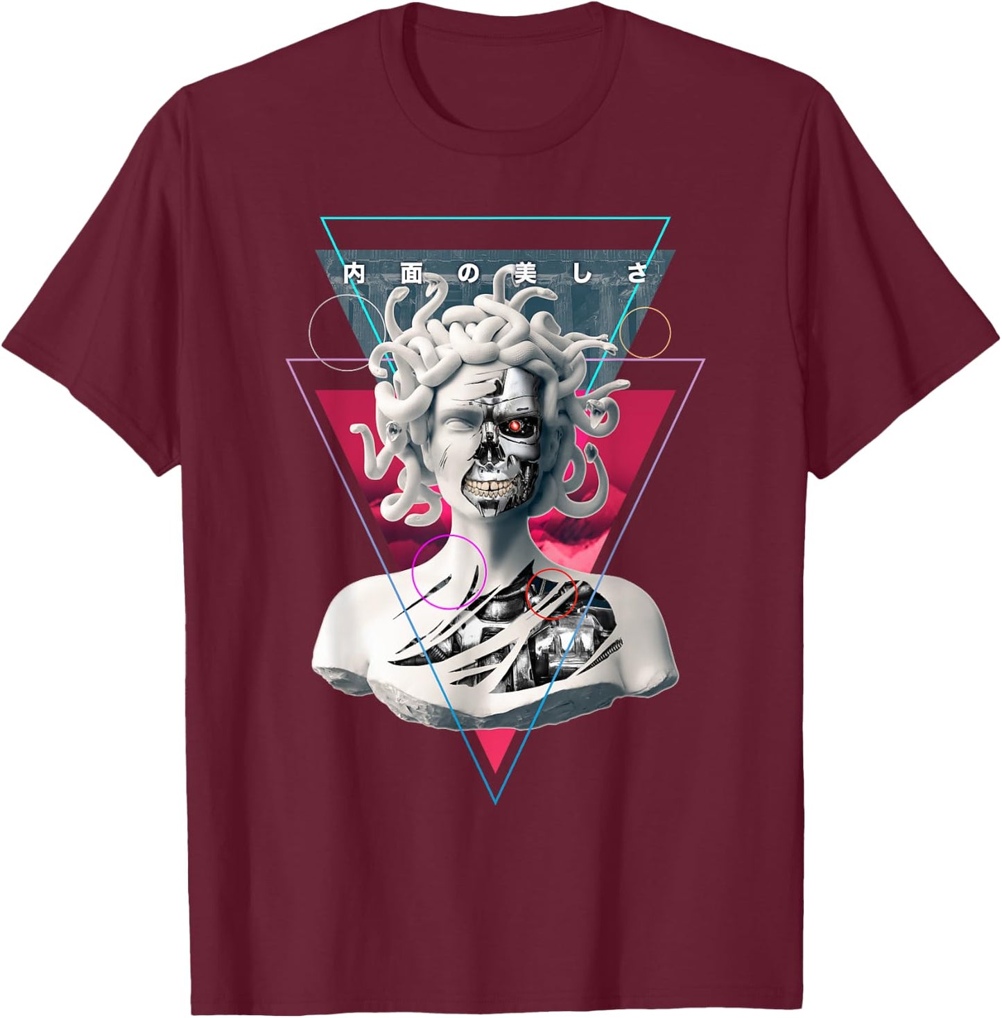 Vaporwave Cyborg Medusa Statue Aesthetic Art Japanese Otaku T-Shirt - T-Shirt | Maroon