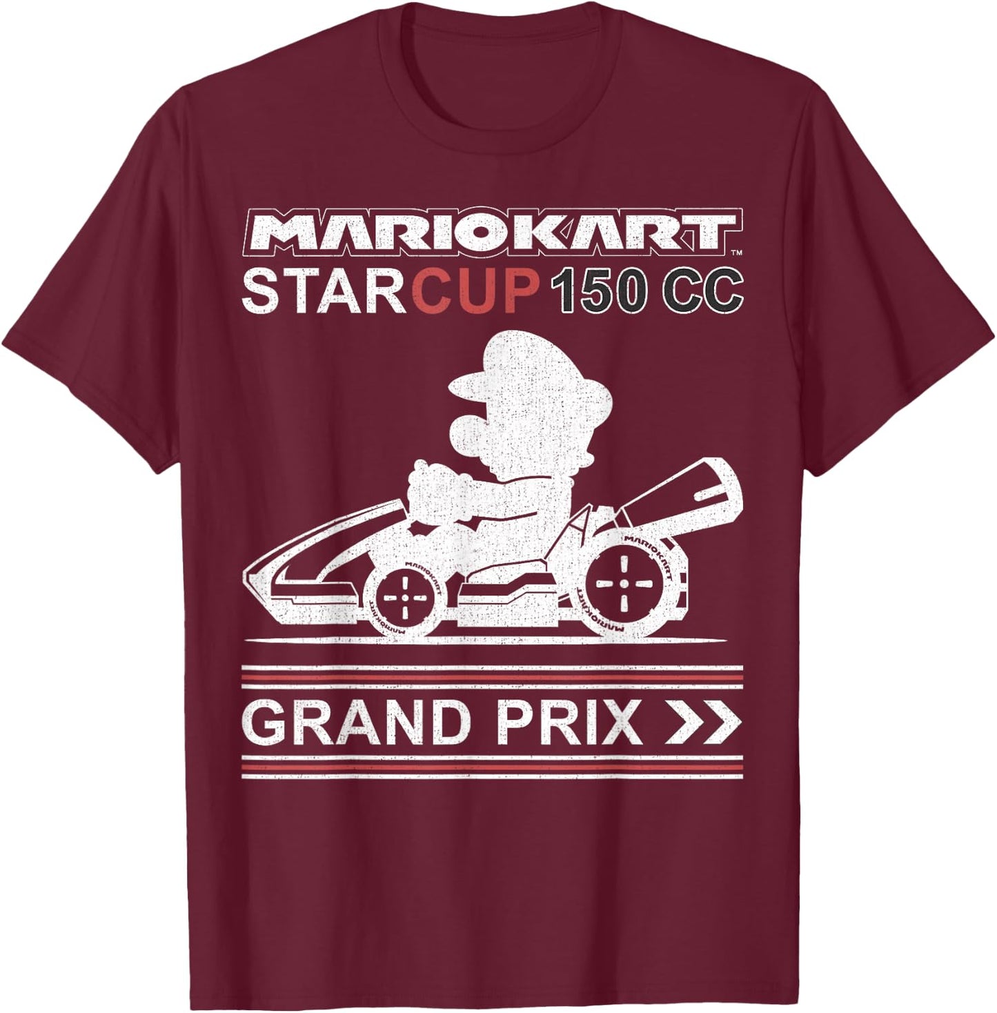 Mario Kart Star Cup Grand Prix Vintage Nintendo Race Car T-Shirt - T-Shirt | Maroon
