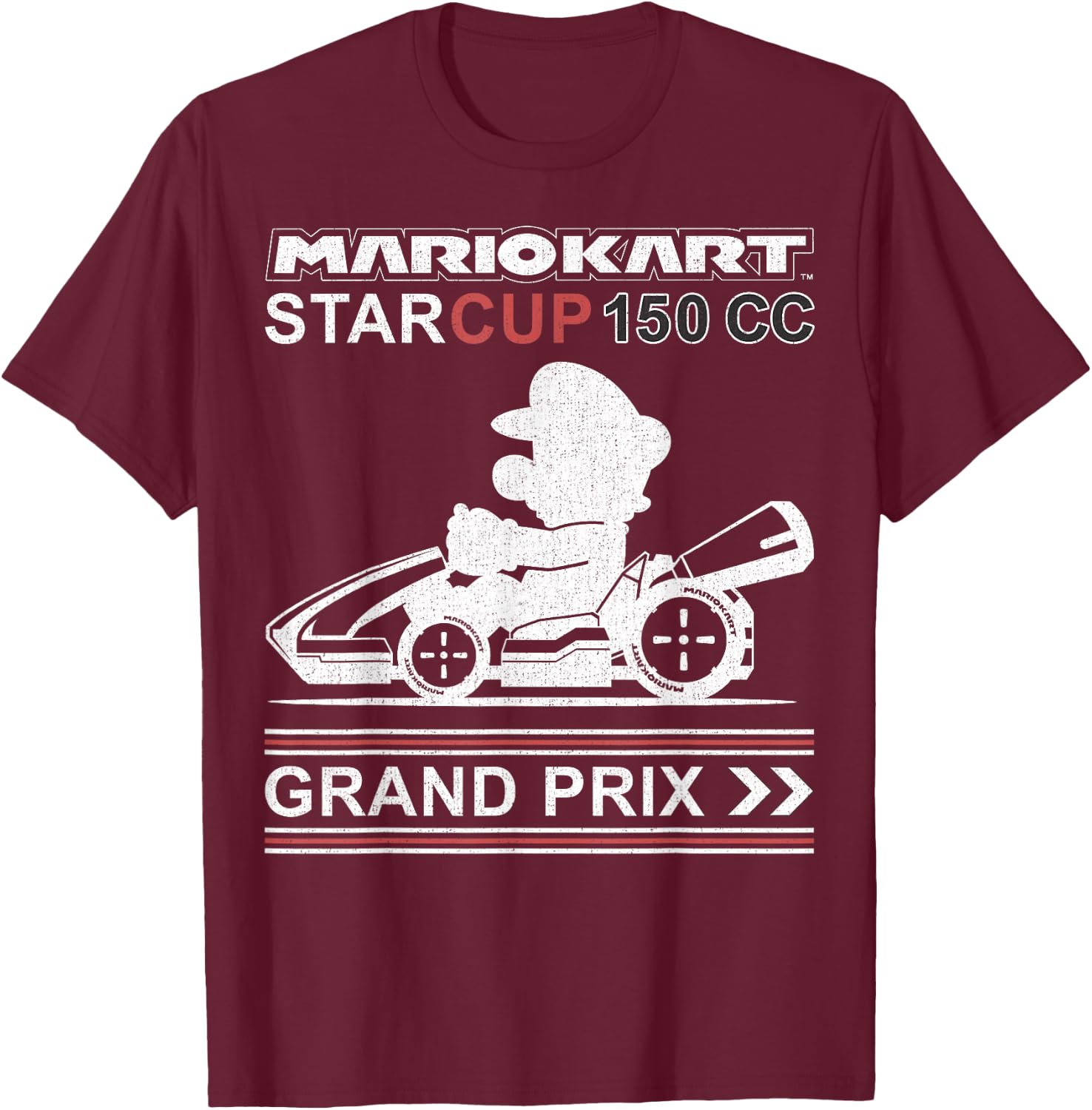 Mario Kart Star Cup Grand Prix Vintage Nintendo Race Car T-Shirt - T-Shirt | Maroon