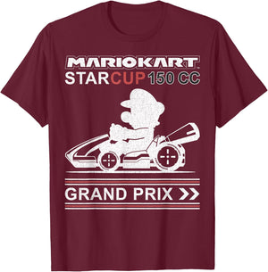 Mario Kart Star Cup Grand Prix Vintage Nintendo Race Car T-Shirt - T-Shirt | Maroon