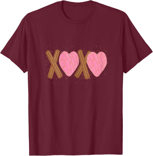 Latinx Funny Valentine's Gift Latina Concha Churro Shirt T-Shirt - T-Shirt | Maroon