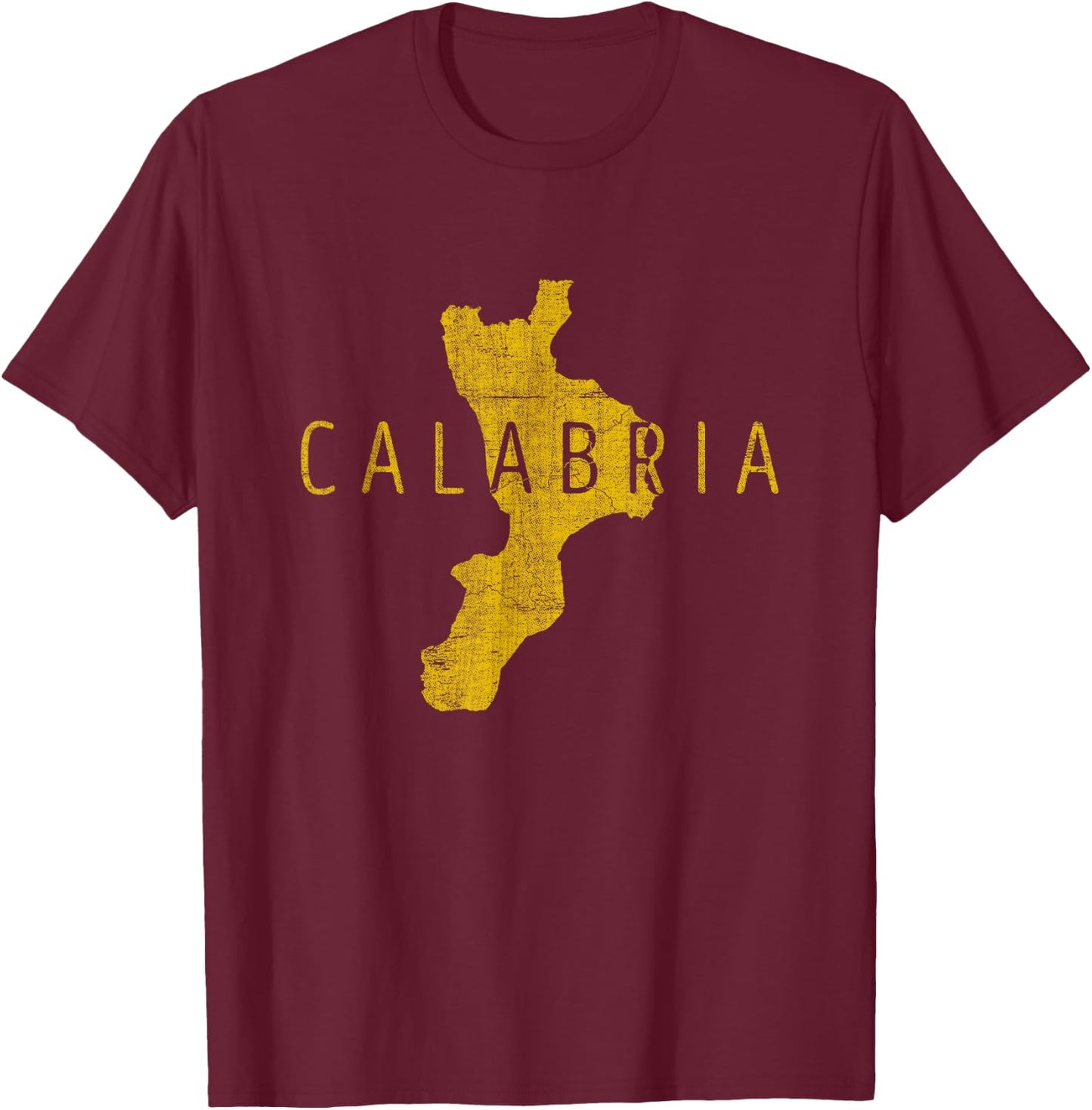 Calabrian Map Word Art - Calabria Italy Souvenir T-Shirt - T-Shirt | Maroon