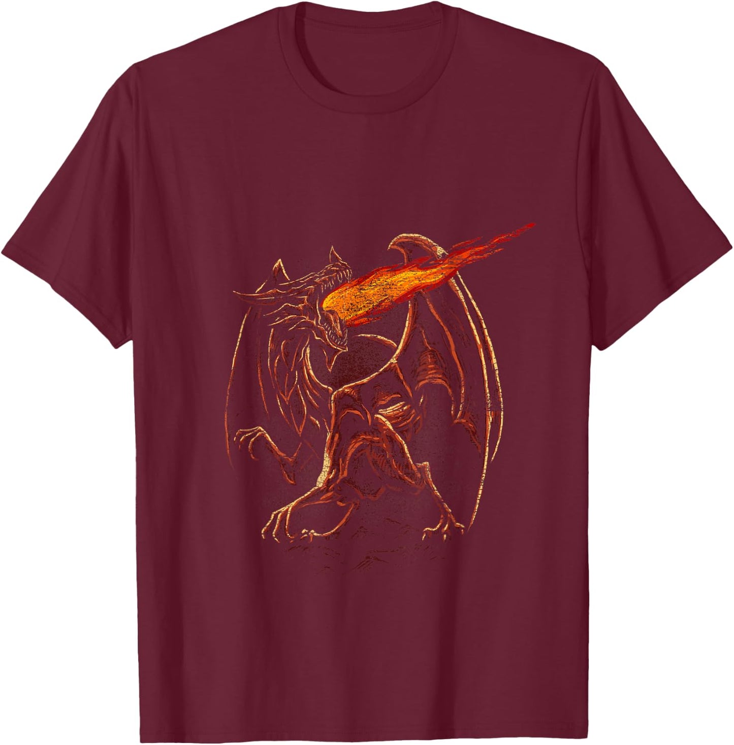 Fire Breathing Dragon T-Shirt - T-Shirt | Maroon