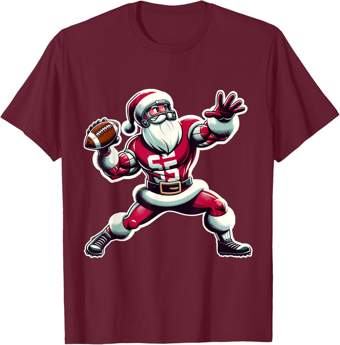 Christmas American Football Player Xmas Boys PJ T-Shirt - T-Shirt | Maroon