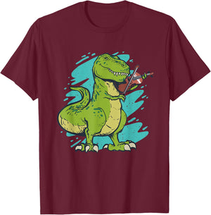 Dinosaur playing violin T-Shirt - T-Shirt | Maroon