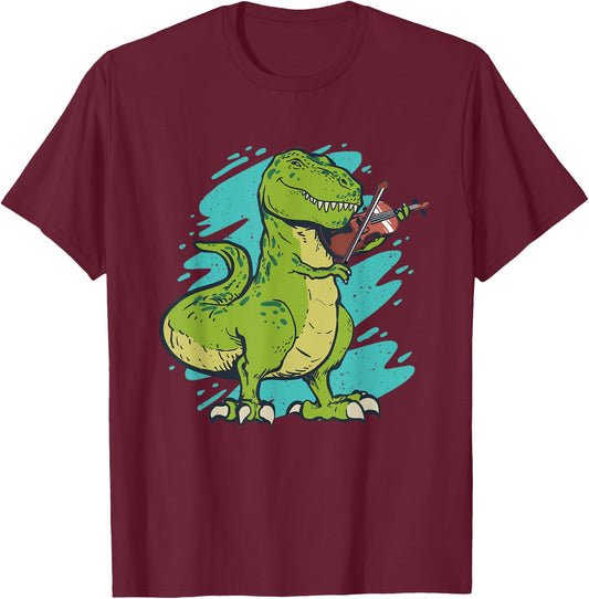 Dinosaur playing violin T-Shirt - T-Shirt | Maroon