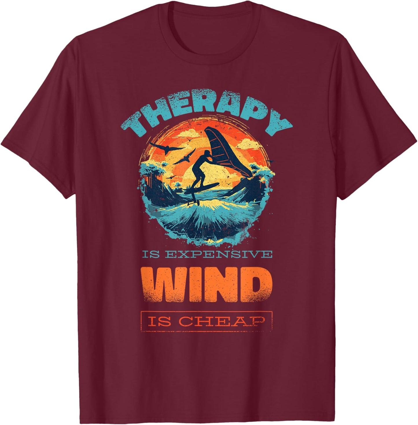 Wingfoil-Surfer Wingfoiling-Board Wing-Foiling Wing-Surf T-Shirt - T-Shirt | Maroon