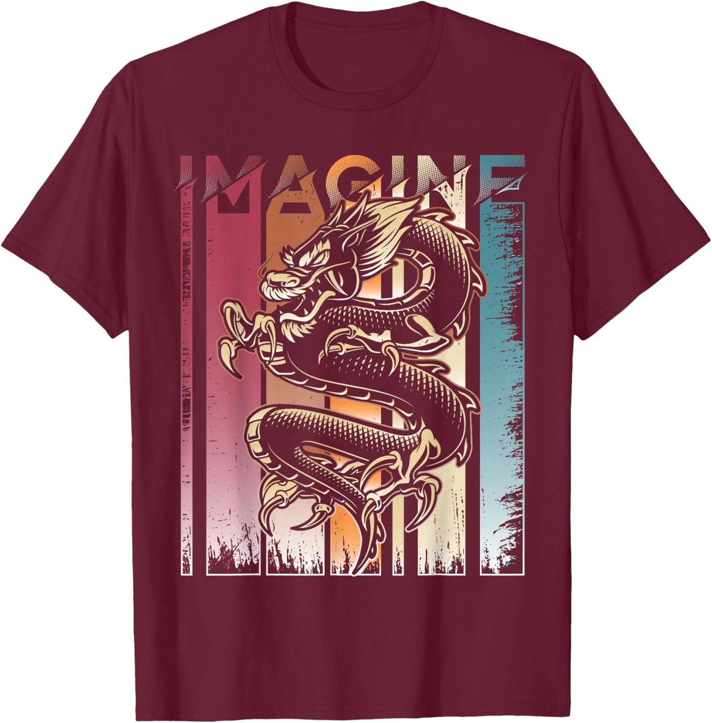 Imagine Dragon A Vintage Retro Cool Art T-Shirt - T-Shirt | Maroon