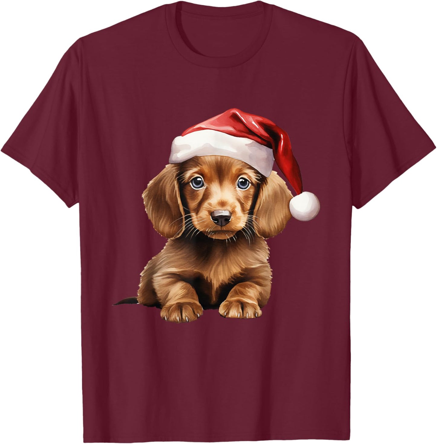 Christmas Winter Wiener & Dachshund T-Shirt - T-Shirt | Maroon