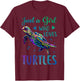 Just A Girl Who Loves Turtles Watercolor Sea Ocean Gift T-Shirt - T-Shirt | Maroon