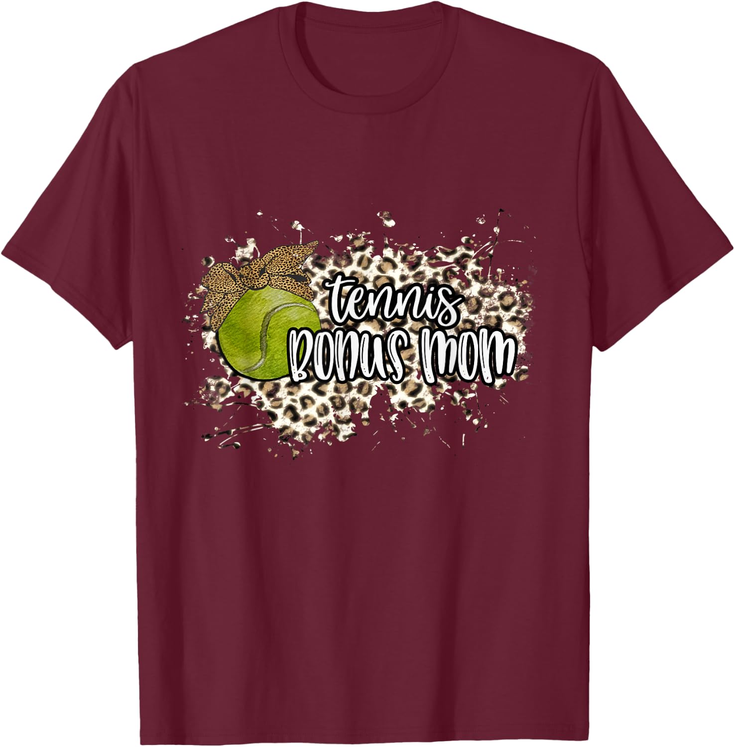 Tennis BONUS MOM Tennis Ball Graphic Shirt Leopard Bandana T-Shirt - T-Shirt | Maroon