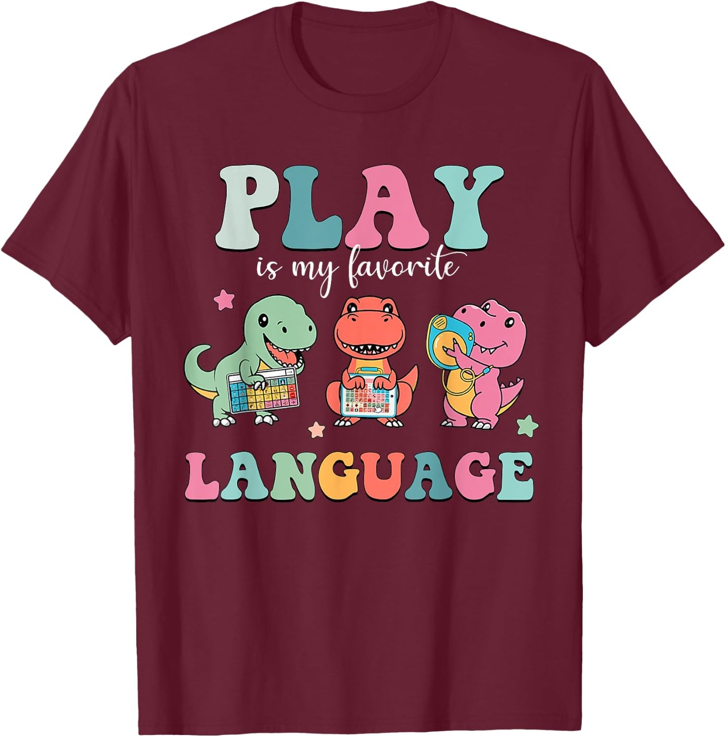Speech Therapy Speech Language Pathologist SLP Dinosaur T-Shirt - T-Shirt | Maroon