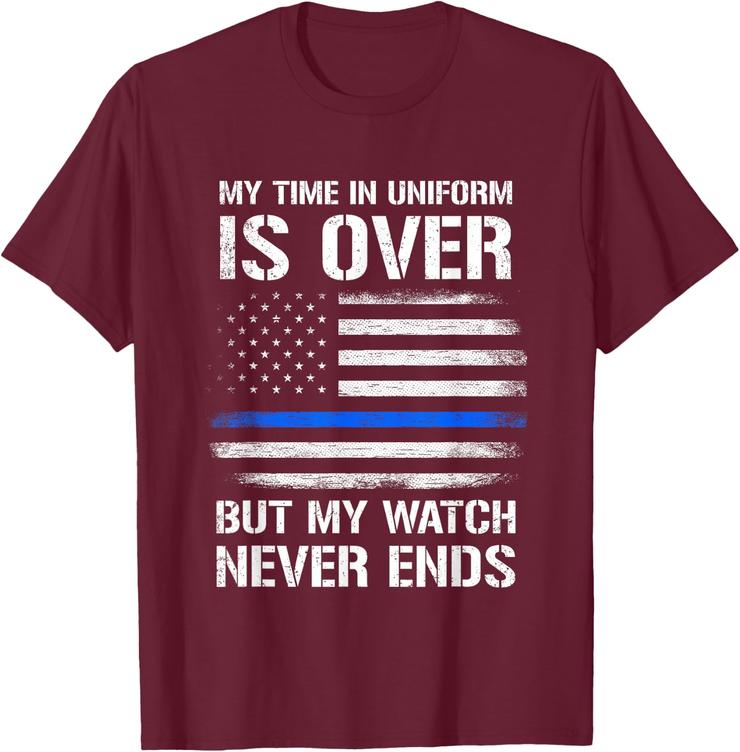 Retired Police Officer Gifts Thin Blue Line T-Shirt - T-Shirt | Maroon