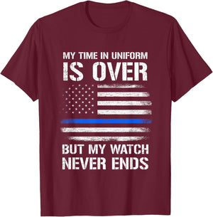 Retired Police Officer Gifts Thin Blue Line T-Shirt - T-Shirt | Maroon
