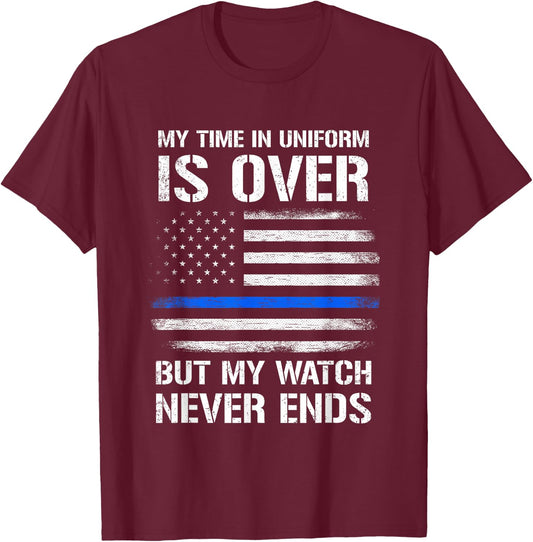 Retired Police Officer Gifts Thin Blue Line T-Shirt - T-Shirt | Maroon