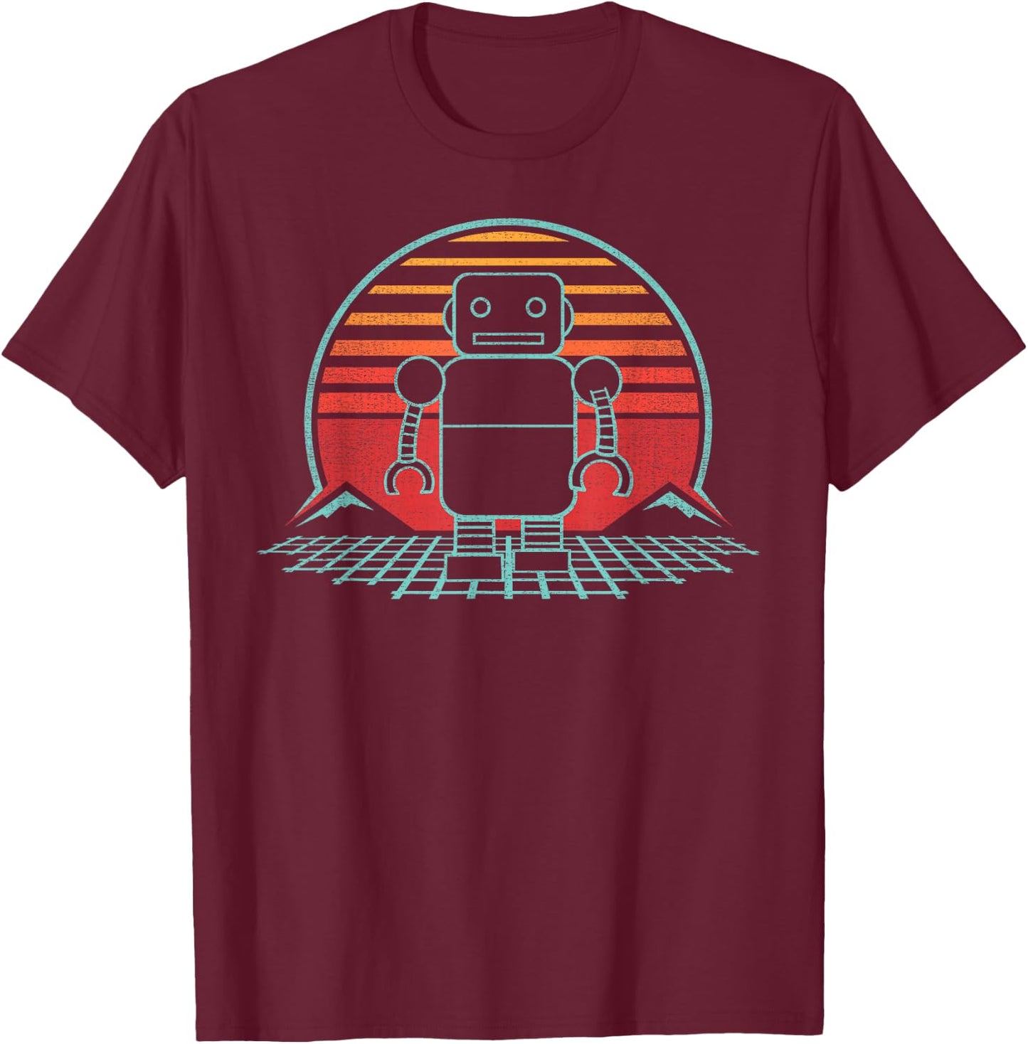 Robot Lover Robotics Engineer Retro Vintage 80s Style T-Shirt - T-Shirt | Maroon