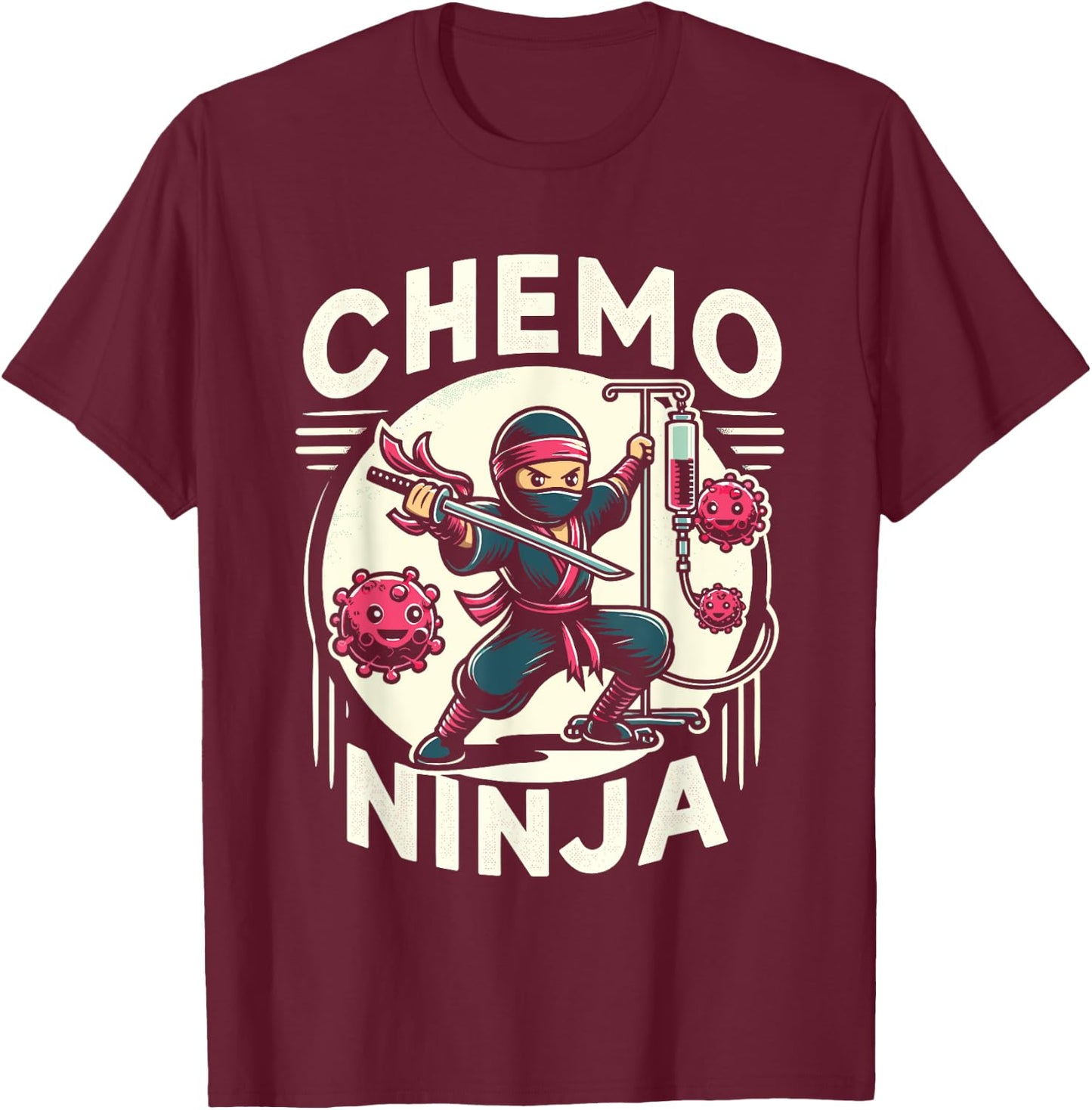 Cancer Fighting Support | Funny Cancer Fighter Warrior Ninja T-Shirt - T-Shirt | Maroon
