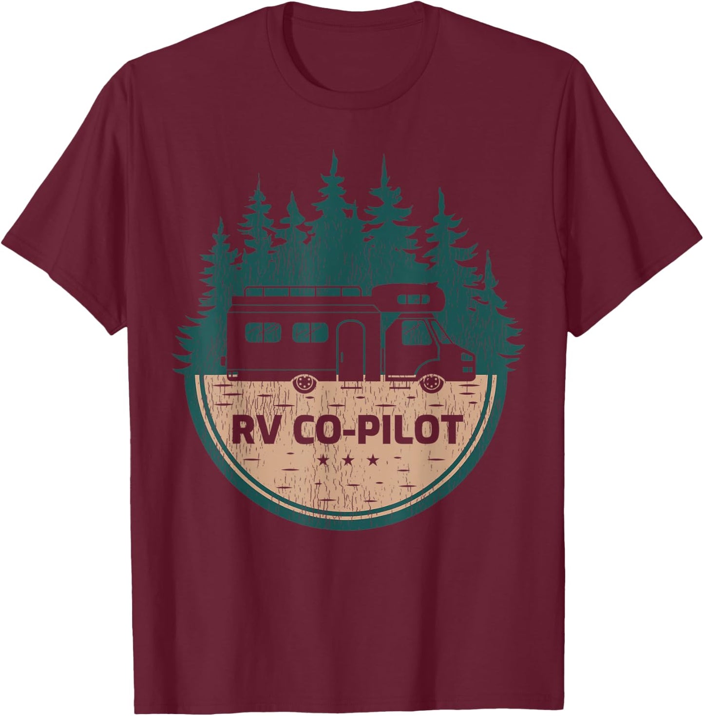 Camping RV Co-Pilot Road Trip Camper T-Shirt - T-Shirt | Maroon
