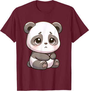 Sad Panda Bear Animal T-Shirt - T-Shirt | Maroon