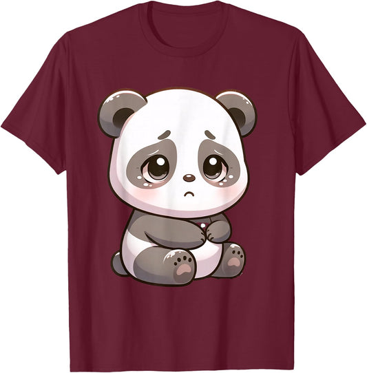 Sad Panda Bear Animal T-Shirt - T-Shirt | Maroon