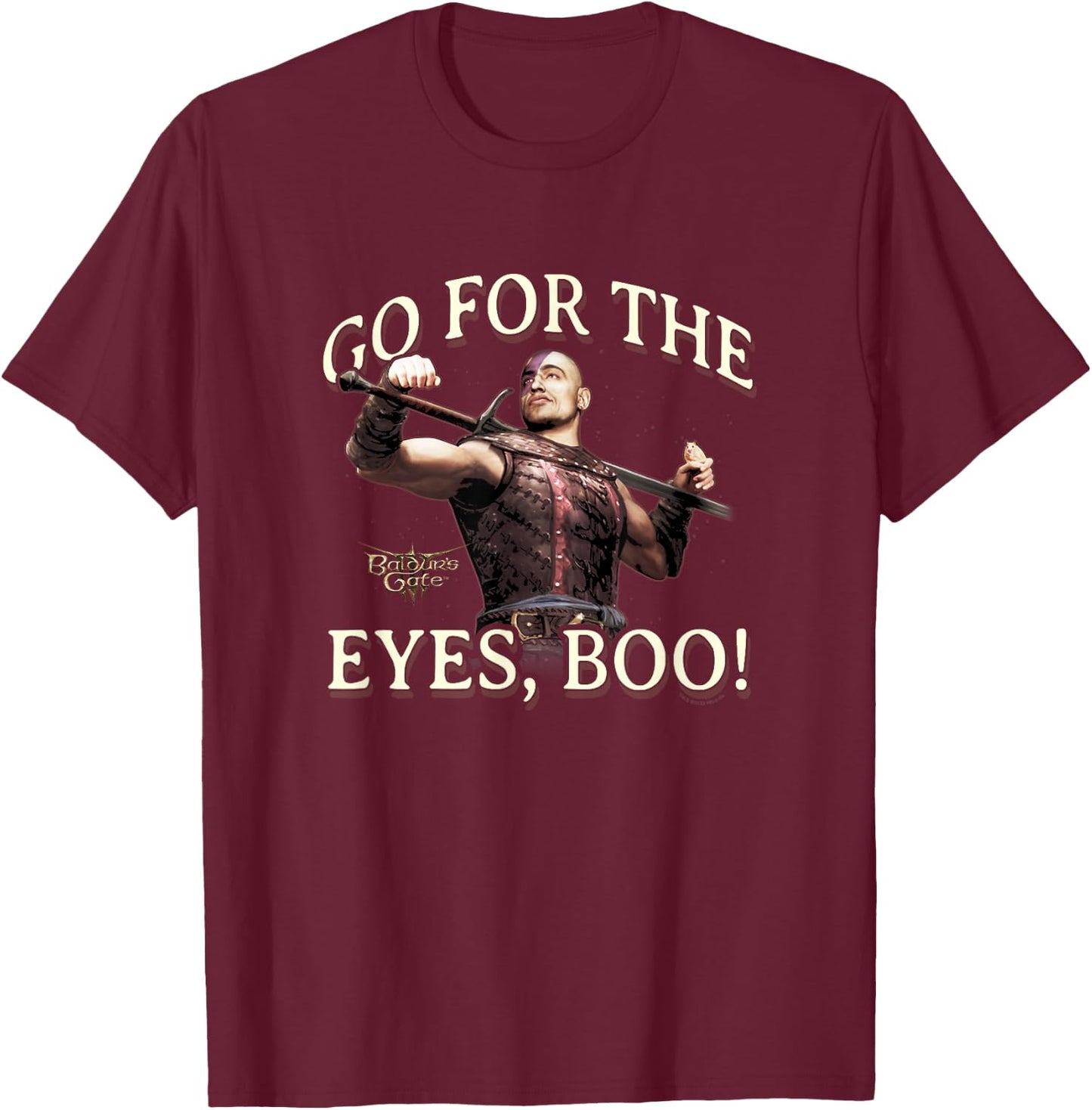 Dungeons & Dragons Minsc Go For The Eyes Boo! Chest Poster T-Shirt - T-Shirt | Maroon