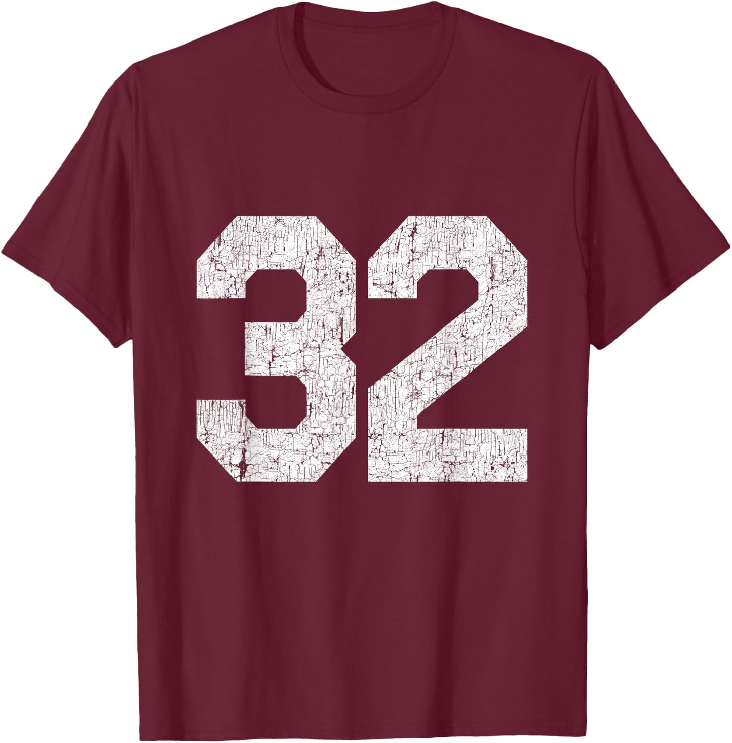 #32 Jersey Uniform Varsity Sports Number, 32nd Birthday T-Shirt - T-Shirt | Maroon