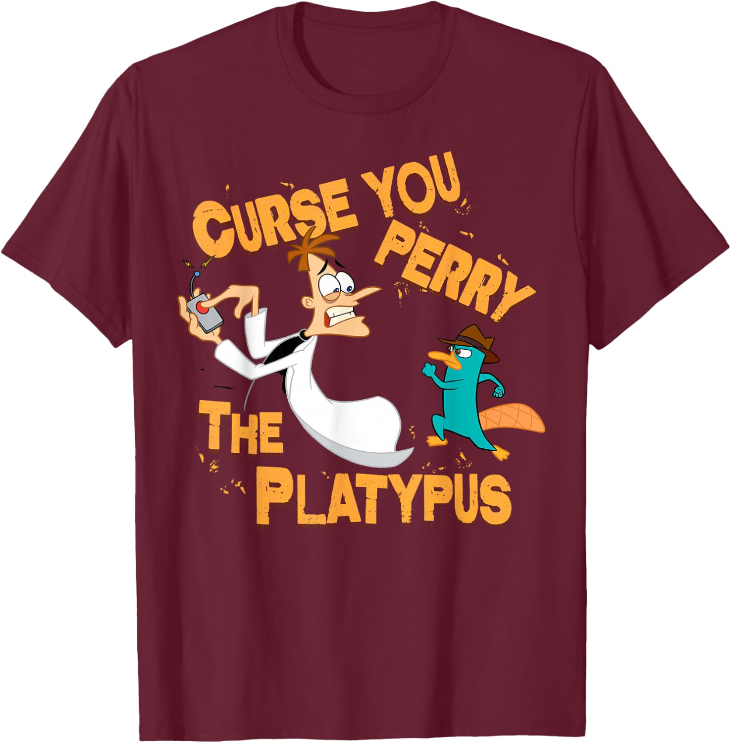 Disney Phineas and Ferb Curse You Small T-Shirt - T-Shirt | Maroon