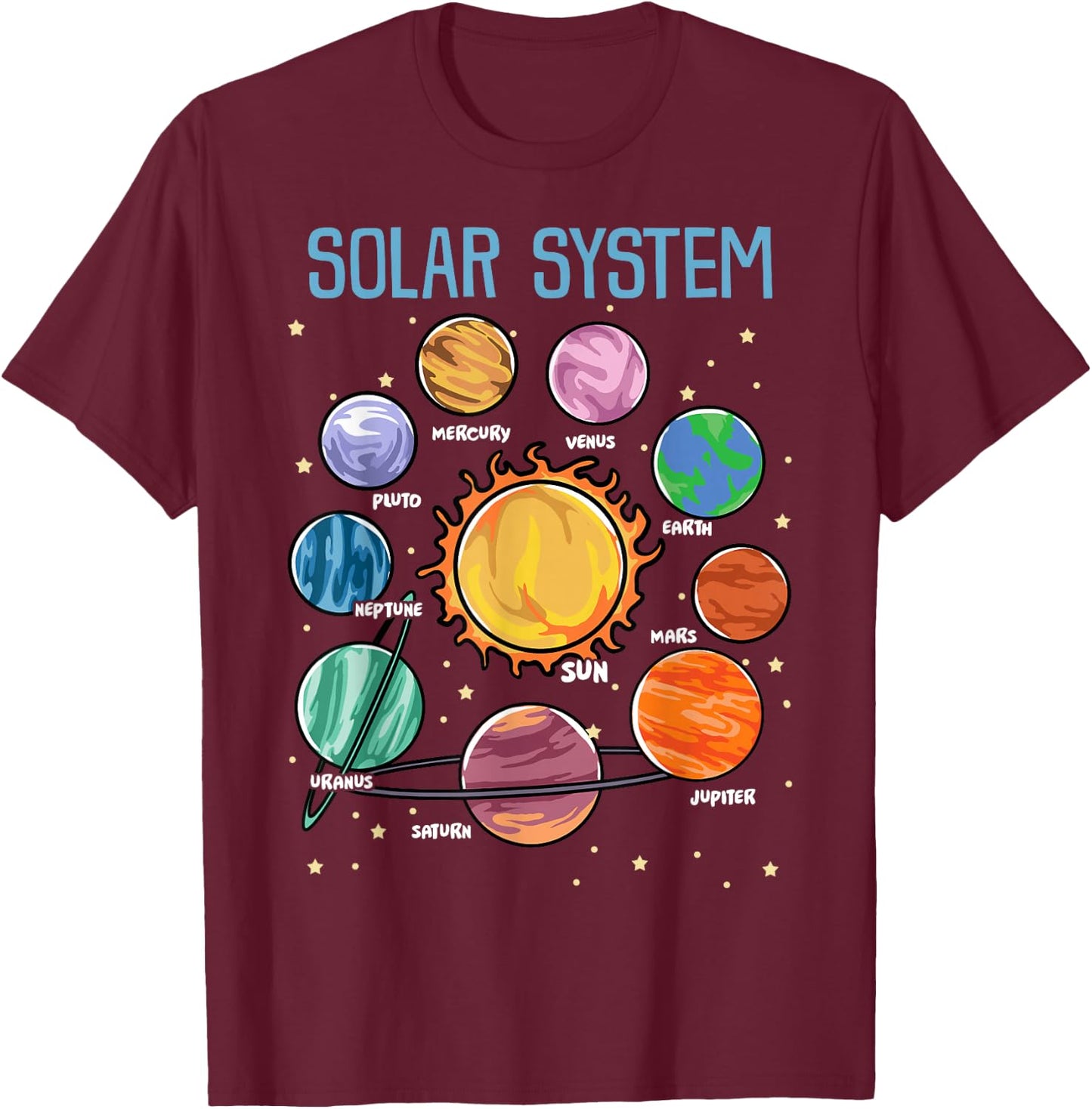 Solar System Planets Science Space Boys Girls STEM Kids T-Shirt - T-Shirt | Maroon