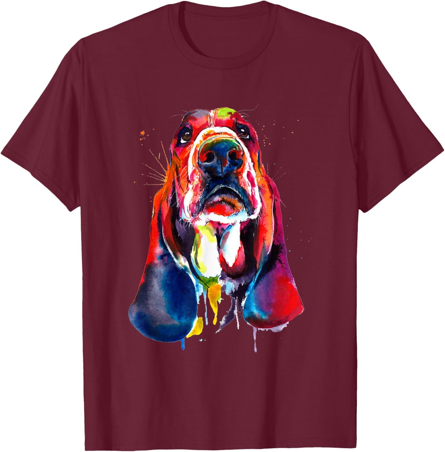 Basset Hound Artistic Funny Dog Cute Sweet Gift Birthday Women Kids T-Shirt - T-Shirt | Maroon