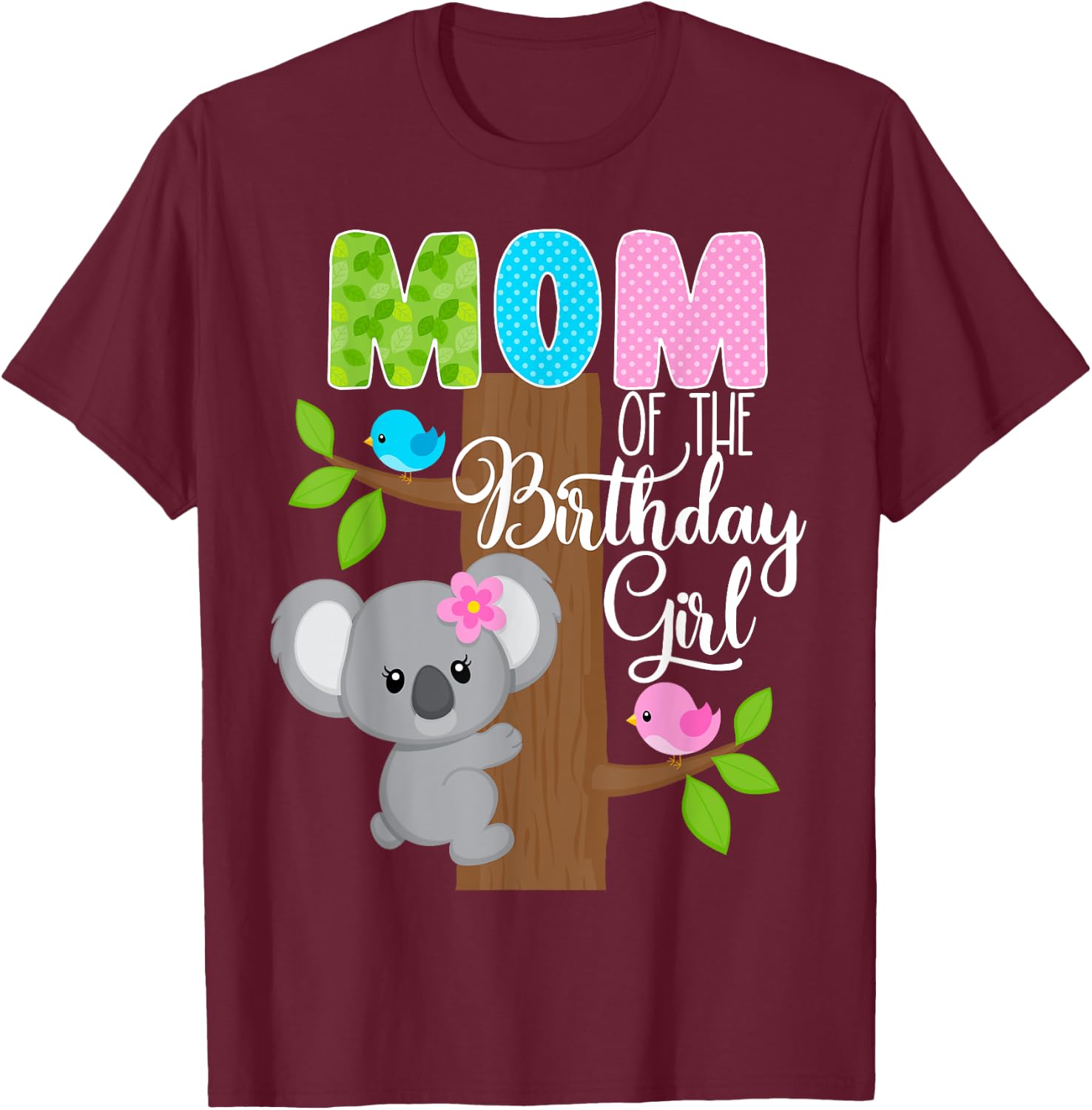 Koala Bear Birthday Mom Of The Birthday Girl Koala's Birthday T-Shirt - T-Shirt | Maroon