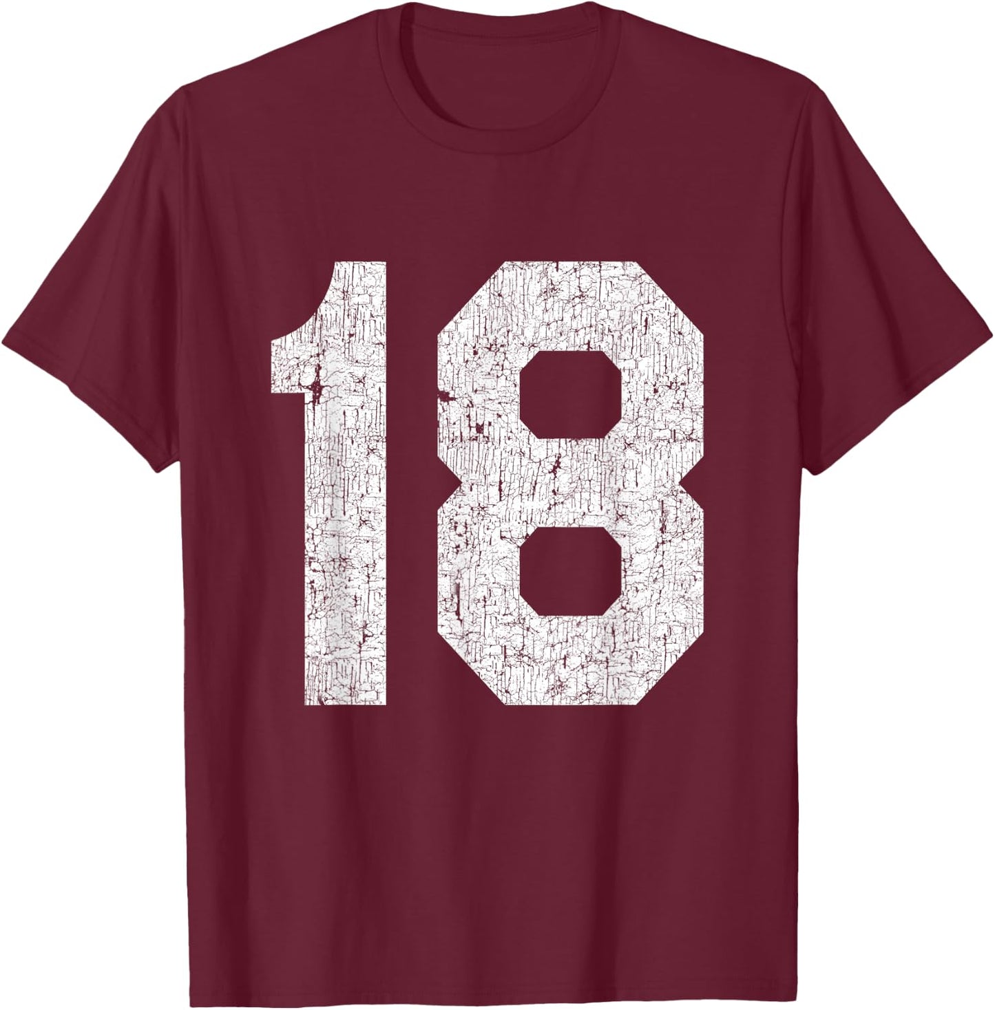 #18 Jersey Uniform Varsity Sports Number, 18th Birthday T-Shirt - T-Shirt | Maroon