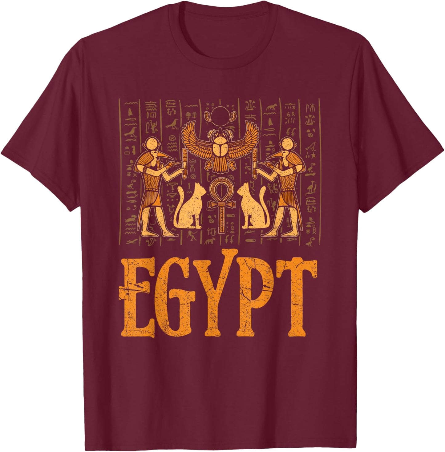 Egypt Pharaoh Pyramid Cairo Nile Ancient Egyptian History T-Shirt - T-Shirt | Maroon