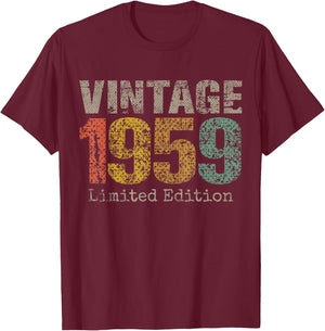 Vintage 1959 Limited Edition 66th Birthday Gifts 66 Year Old T-Shirt - T-Shirt | Maroon
