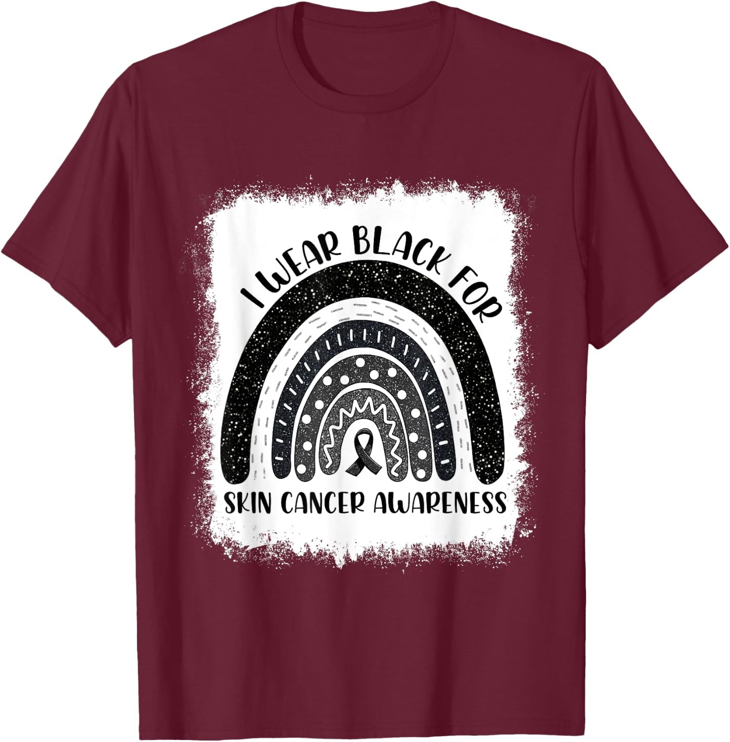 Rainbow I Wear Black For Skin Cancer Awareness Month T-Shirt - T-Shirt | Maroon