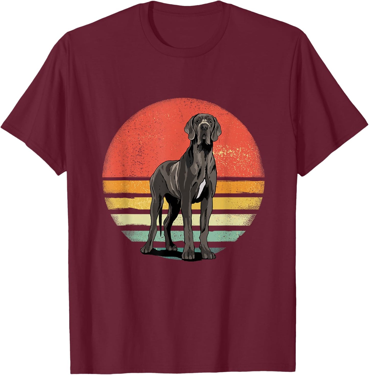 Great Dane Shirt Retro Mastiff Dog Lover Great Dane Mom Dad Women Kids T-Shirt - T-Shirt | Maroon
