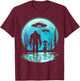 Alien And Bigfoot Moon T-Shirt - T-Shirt | Maroon