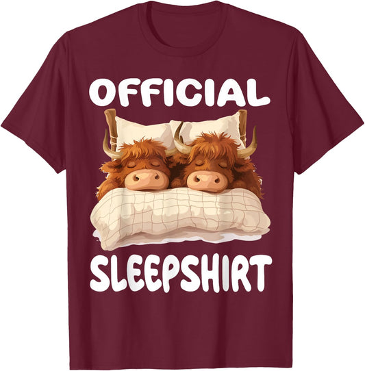 Scottish Highland Cow Official Sleepshirt Pajamas Nightgown T-Shirt - T-Shirt | Maroon