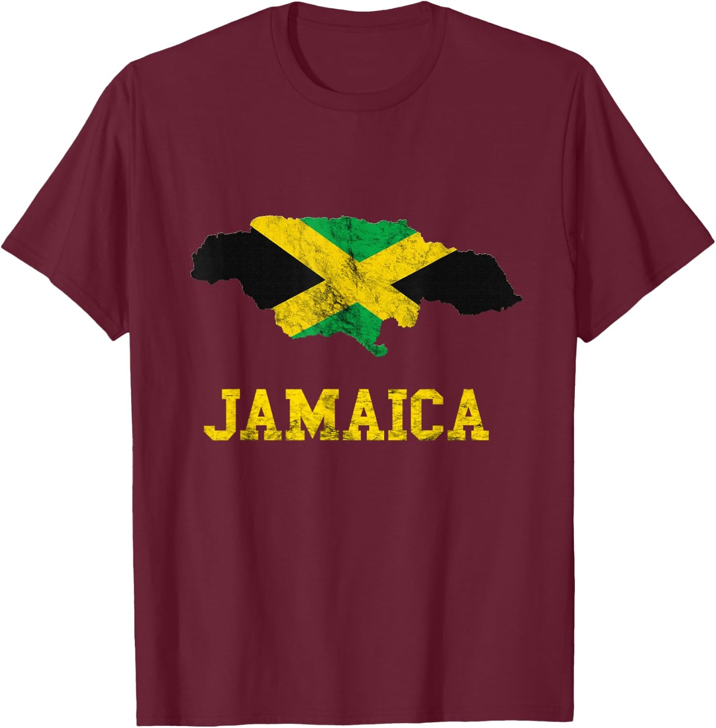 Jamaica Map Jamaican Flag Caribbean Trip Jamaica Roots T-Shirt - T-Shirt | Maroon