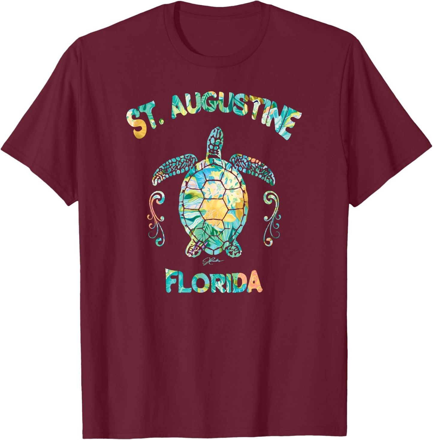 JCombs St Augustine Florida Sea Turtle T-Shirt - T-Shirt | Maroon