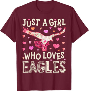Eagle Just A Girl Who Loves Eagles Flowers Women Bird Floral T-Shirt - T-Shirt | Maroon