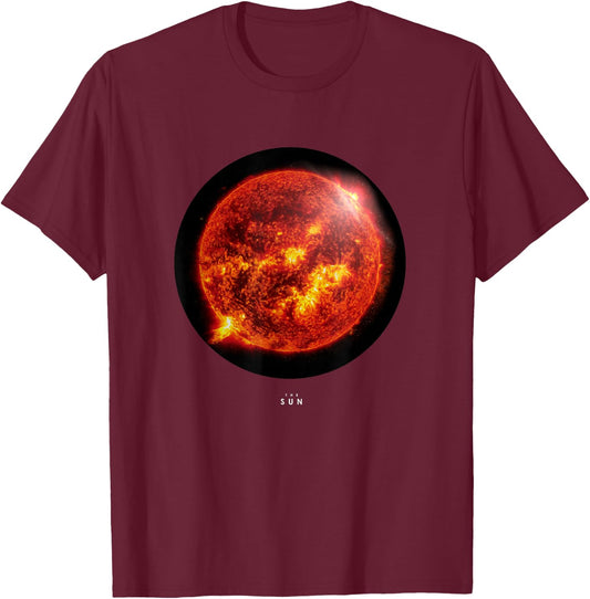 The Sun - Realistic Render Star Solar System Astronomy T-Shirt - T-Shirt | Maroon