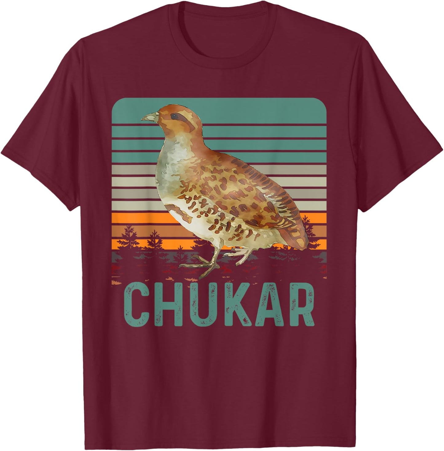 Funny Chukar Retro Vintage Funny Hunting T-Shirt - T-Shirt | Maroon