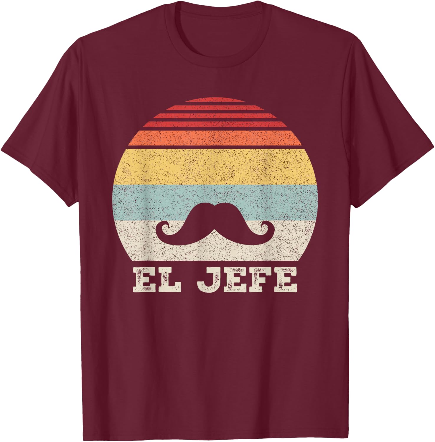 Retro El Jefe Shirt Funny Mexican Boss Funny Cinco De Mayo T-Shirt - T-Shirt | Maroon