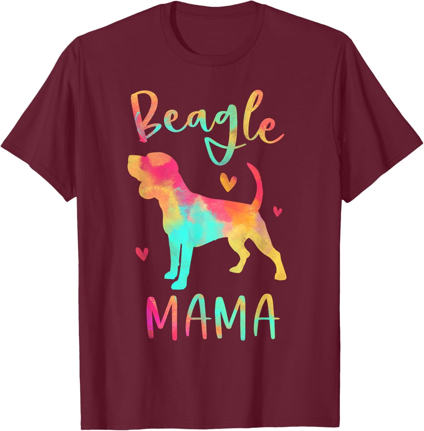 Beagle Mama Colorful Beagle Gifts Dog Mom T-Shirt - T-Shirt | Maroon