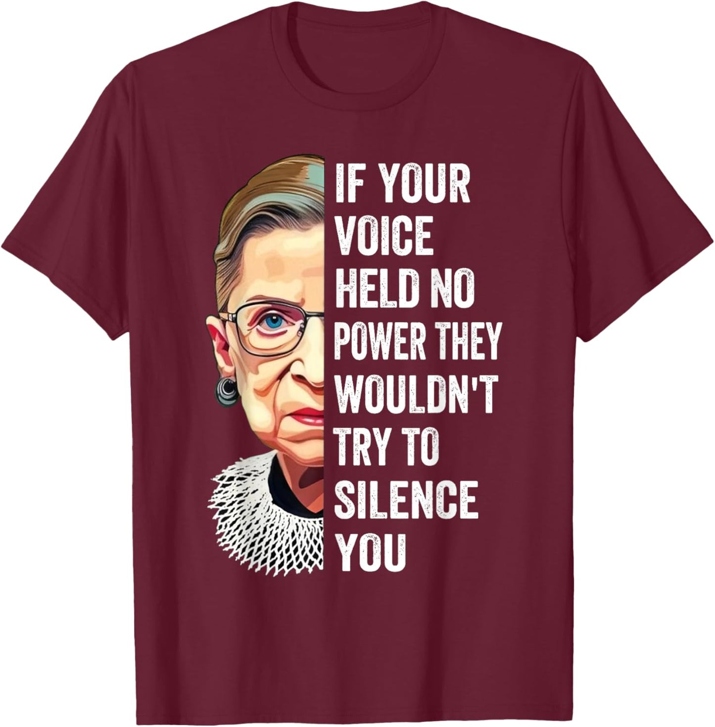 RBG If Your Voice Held No Power They Wouldn't Try To Silence T-Shirt - T-Shirt | Maroon