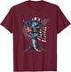 Patriotic Skeleton Halloween American Flag Gothic Horror T-Shirt - T-Shirt | Maroon