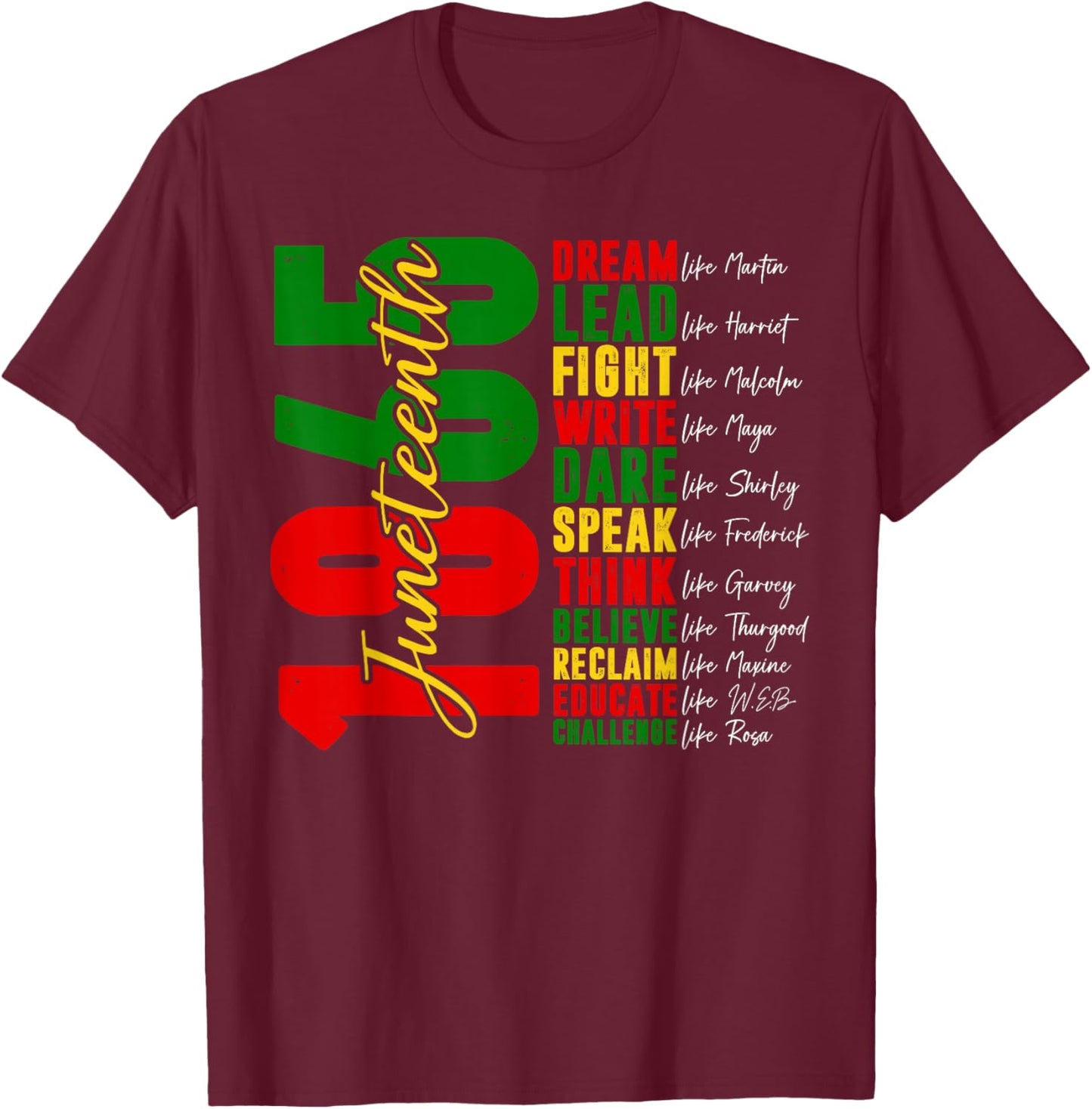 Juneteenth Shirt Dream Like Leaders Black History Women Men T-Shirt - T-Shirt | Maroon