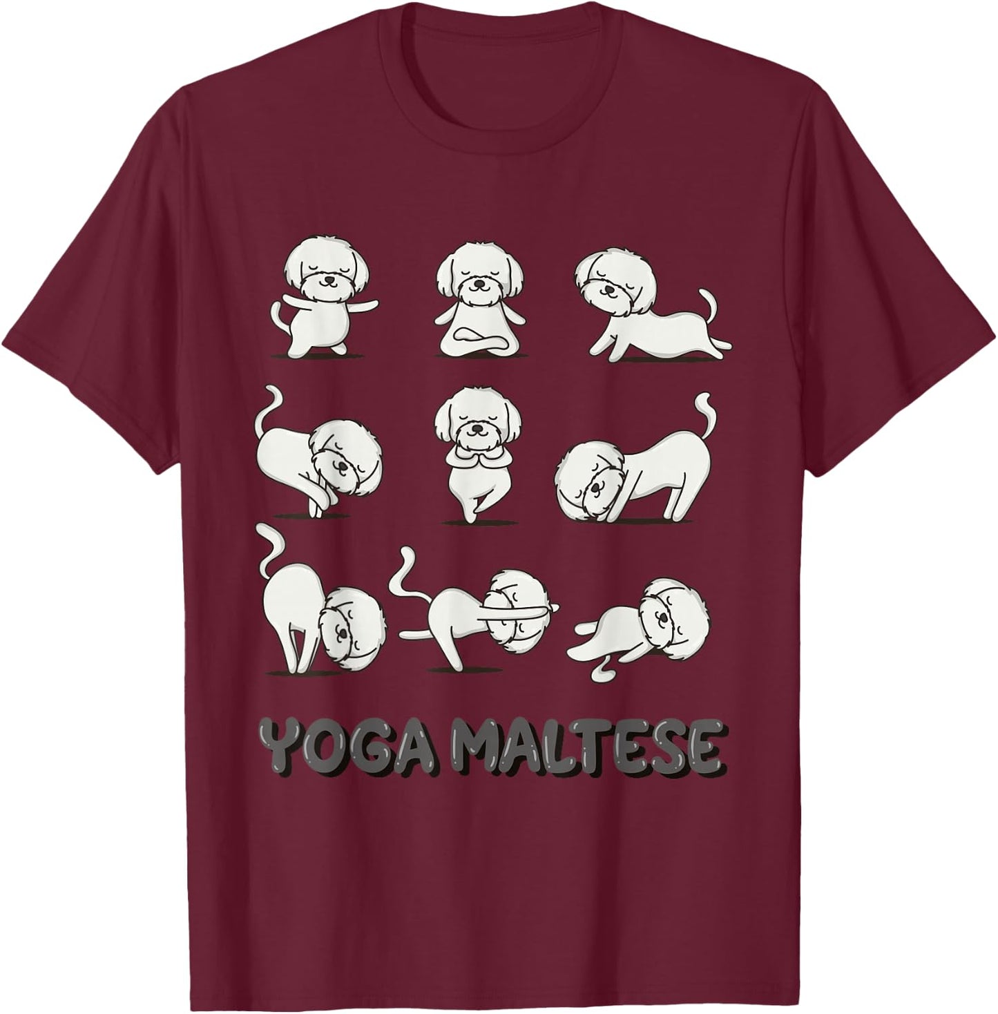 Maltese Yoga Shirt Maltese Yoga Pose Meditation T-Shirt - T-Shirt | Maroon